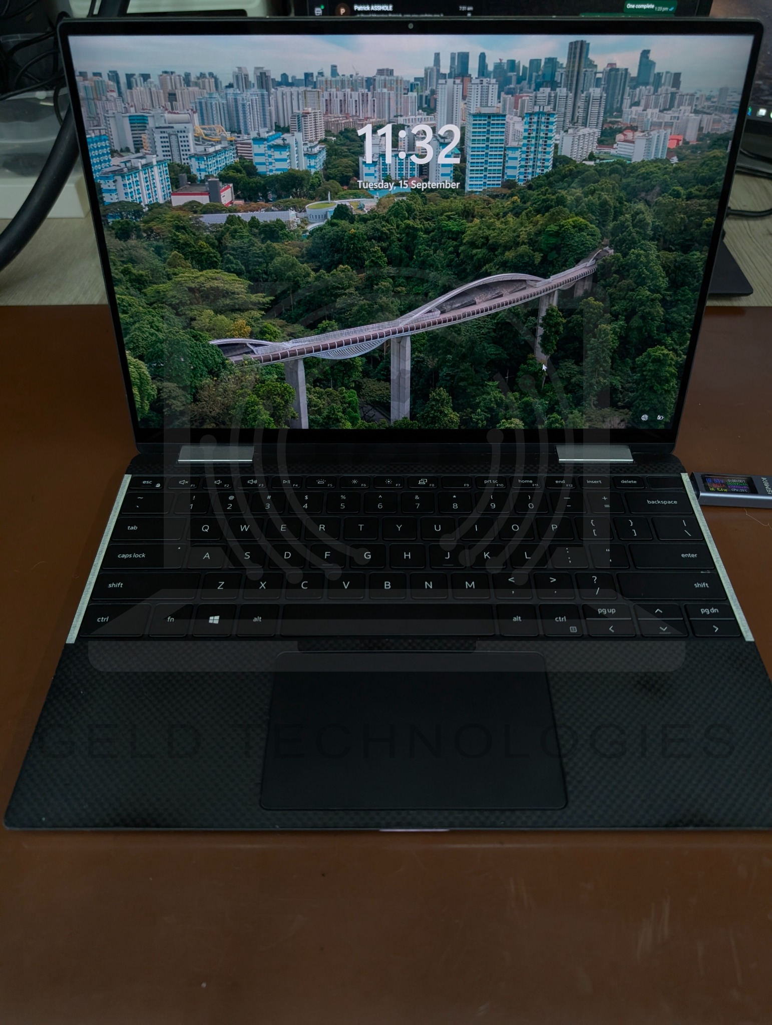 Dell XPS 13 7390 2-in-1 powered on after palmrest and cooling fan replacement